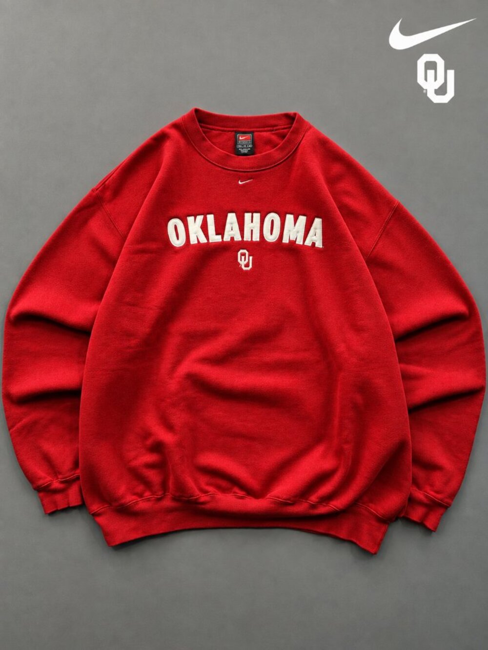 Vintage 90s Nike Oklahoma Sooners Center Swoosh Crewneck Size XXL